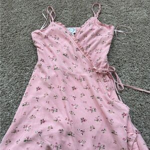 Floral Pink Wrap Dress